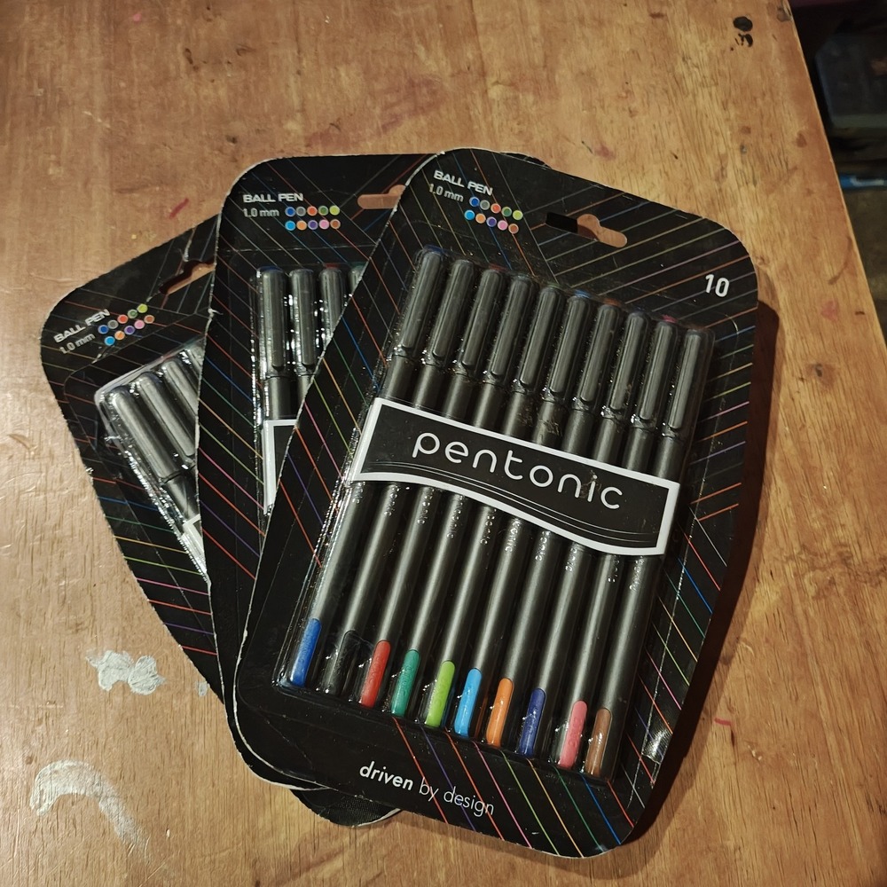 Lot of 3 Pentonic Premium Ball Point‎ Pen 1mm Medium Point 10-Count Assorted